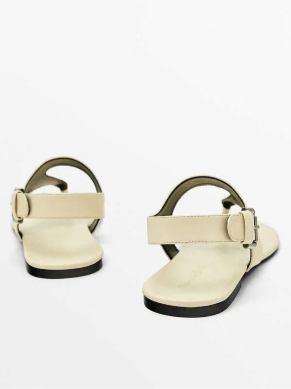 Massimo Dutti Cream Leather Sandals Size 38 or 7.5 - Picture 2 of 10
